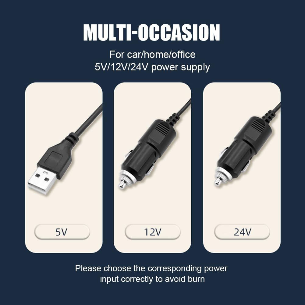 5/12/24V Car Fan Adjustable Dual Head 12V Fan for Car, Portable Vehicle Cooling Fan with 2 Speeds, 360° Rotation Car Cooler Fan for Car Truck SUV RV Cranes