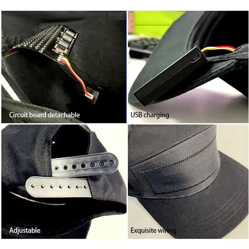 Programmable DIY Bluetooth Hat LED Display Curve Decorative Fabric Hat Party Evening Glowing Hat Atmosphere Hat LED Hats, Mobile APP Control Cap Display Message Words Hats for New Year's Christmas