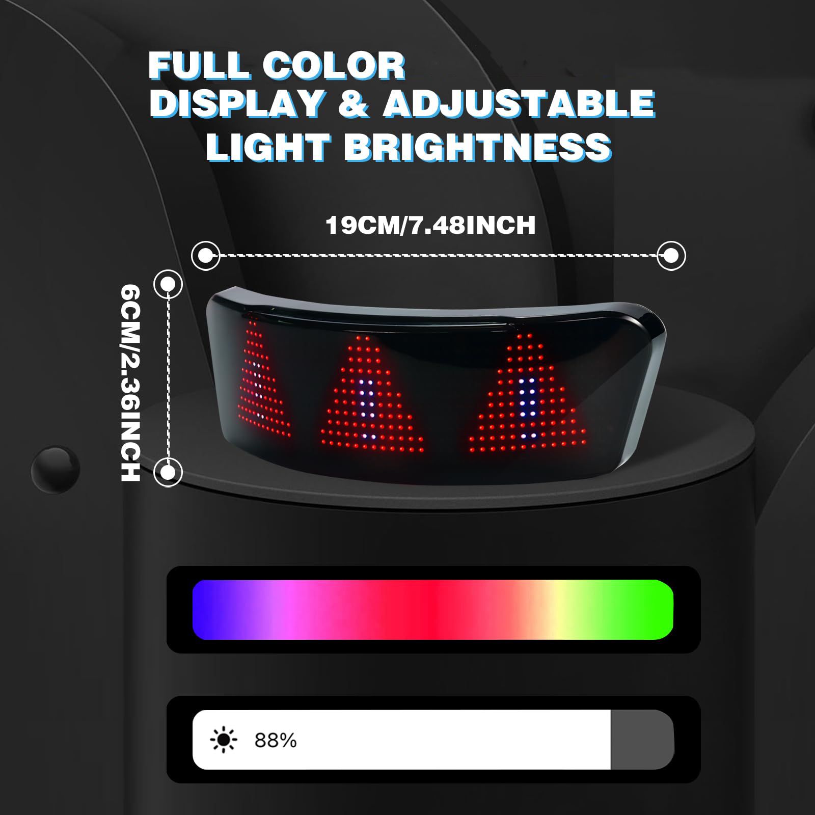 4 in 1 Motorcycle Helmet Light LED Kit Turn Signal/Brake Light/Speedometer/Custom Pattern Smart Helmet Tail Light with APP Control Quick Install IPX5 Waterproof Taillight for Motorcycle, Bicycle, Bike