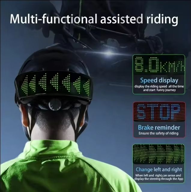 4 in 1 Motorcycle Helmet Light LED Kit Turn Signal/Brake Light/Speedometer/Custom Pattern Smart Helmet Tail Light with APP Control Quick Install IPX5 Waterproof Taillight for Motorcycle, Bicycle, Bike