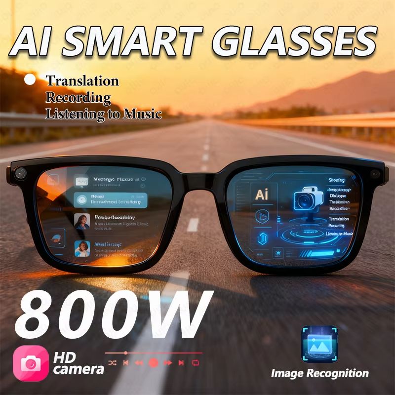 Latest AI Smart Glasses AI Translation 8MP HD Camera 4K Shooting Image Conversation Recording Listening To Music Smart Glasses Waterproof Camera Photo Video Call Advanced Intelligent Wearable Eyewear