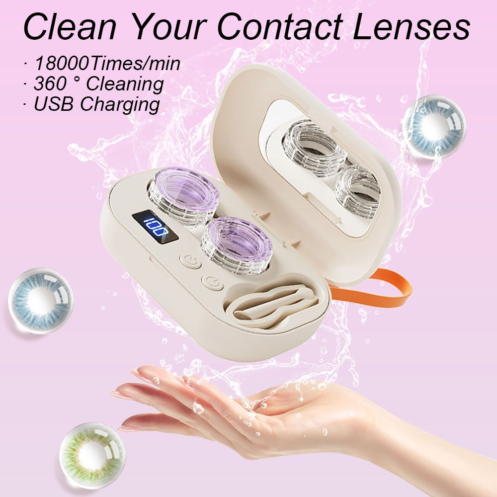 2026 Portable Rechargeable Ultrasonic Contact Lens Cleaner Case, Ultrasonic Portable Travel Contact Lens Case Kit, Home Travel and Office Smart Timer Full-automatic Contact Lens Cleaning Machine