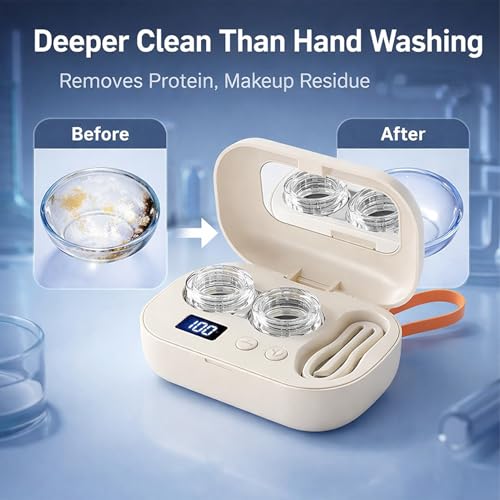 2026 Portable Rechargeable Ultrasonic Contact Lens Cleaner Case, Ultrasonic Portable Travel Contact Lens Case Kit, Home Travel and Office Smart Timer Full-automatic Contact Lens Cleaning Machine