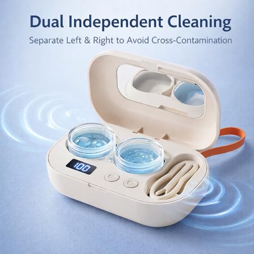 2026 Portable Rechargeable Ultrasonic Contact Lens Cleaner Case, Ultrasonic Portable Travel Contact Lens Case Kit, Home Travel and Office Smart Timer Full-automatic Contact Lens Cleaning Machine