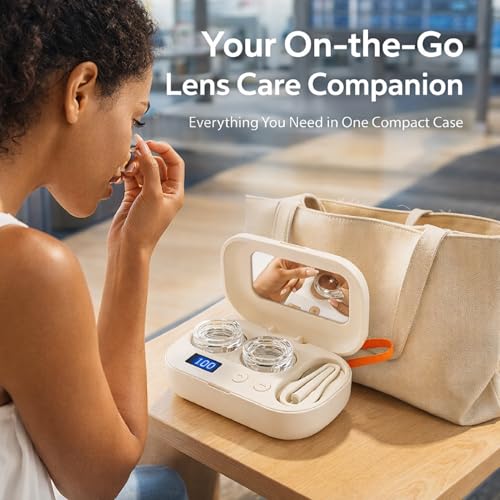 2026 Portable Rechargeable Ultrasonic Contact Lens Cleaner Case, Ultrasonic Portable Travel Contact Lens Case Kit, Home Travel and Office Smart Timer Full-automatic Contact Lens Cleaning Machine