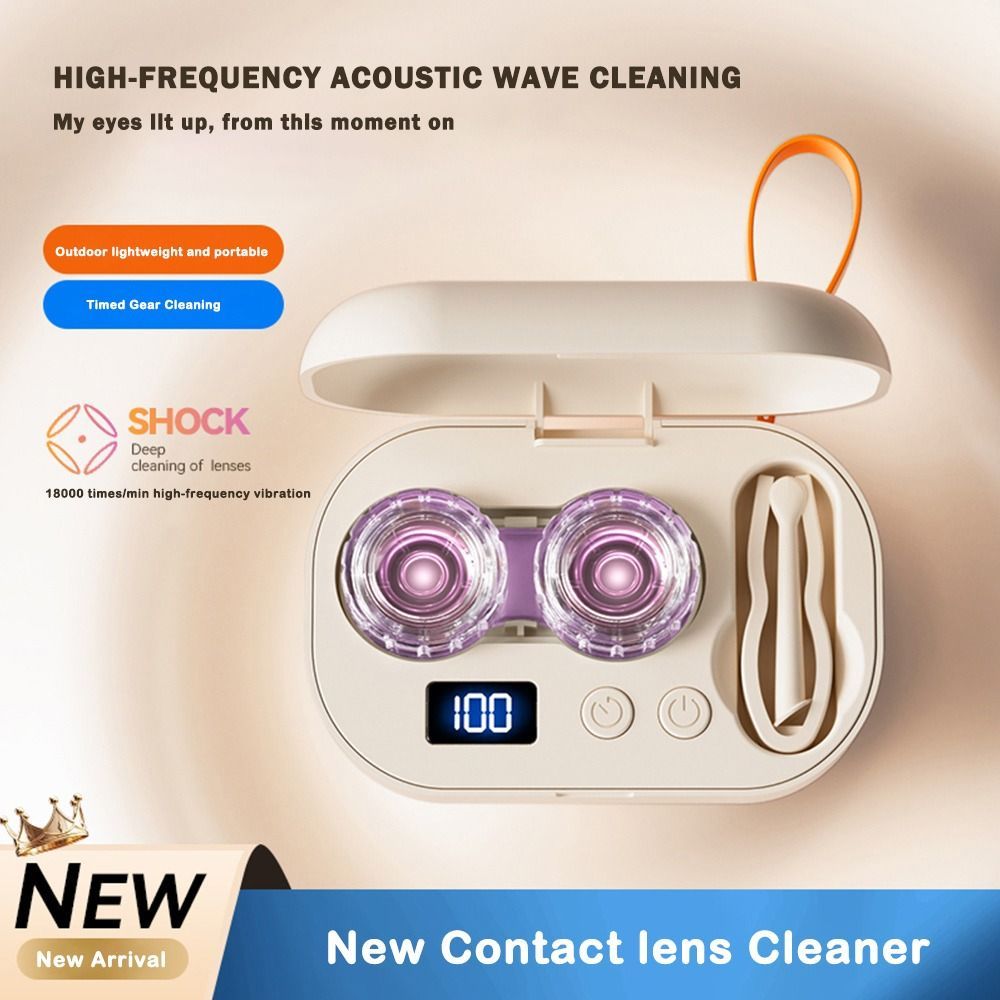 2026 Portable Rechargeable Ultrasonic Contact Lens Cleaner Case, Ultrasonic Portable Travel Contact Lens Case Kit, Home Travel and Office Smart Timer Full-automatic Contact Lens Cleaning Machine