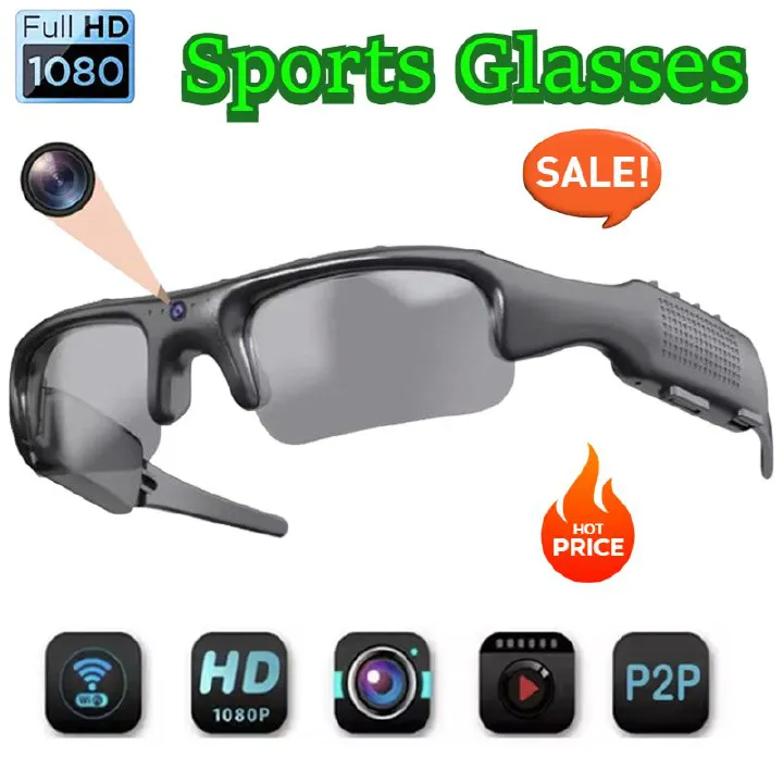 1080P Wifi Riding Smart Glasses Eyewear Outdoor Sports Driving Wireless Glasses Action Camera DVR Audio Video Recorder Camcorder Sports Glasses with Camera Video Glasses for Men/Woman Premium Gifts