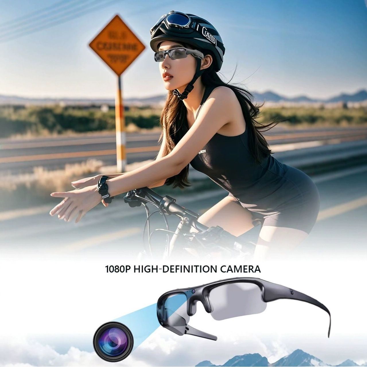 1080P Wifi Riding Smart Glasses Eyewear Outdoor Sports Driving Wireless Glasses Action Camera DVR Audio Video Recorder Camcorder Sports Glasses with Camera Video Glasses for Men/Woman Premium Gifts