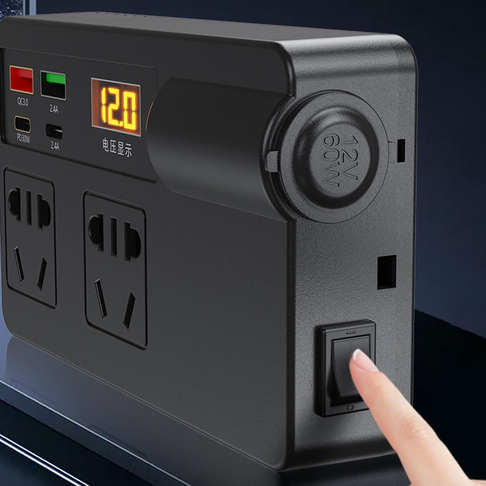 200W Car Power Inverter DC12V-24V to 220V Voltages Converter with PD30W Type-C & USB-a Port Car Plug Adapter Outlet Power Supply