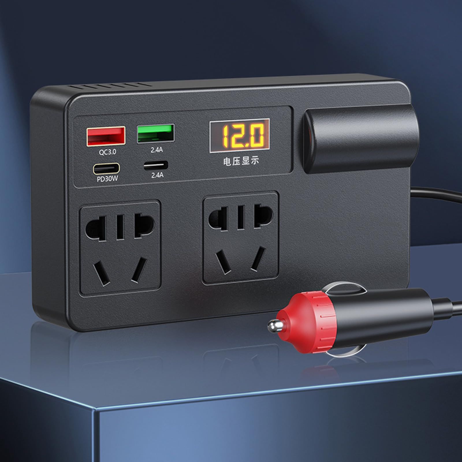 200W Car Power Inverter DC12V-24V to 220V Voltages Converter with PD30W Type-C & USB-a Port Car Plug Adapter Outlet Power Supply