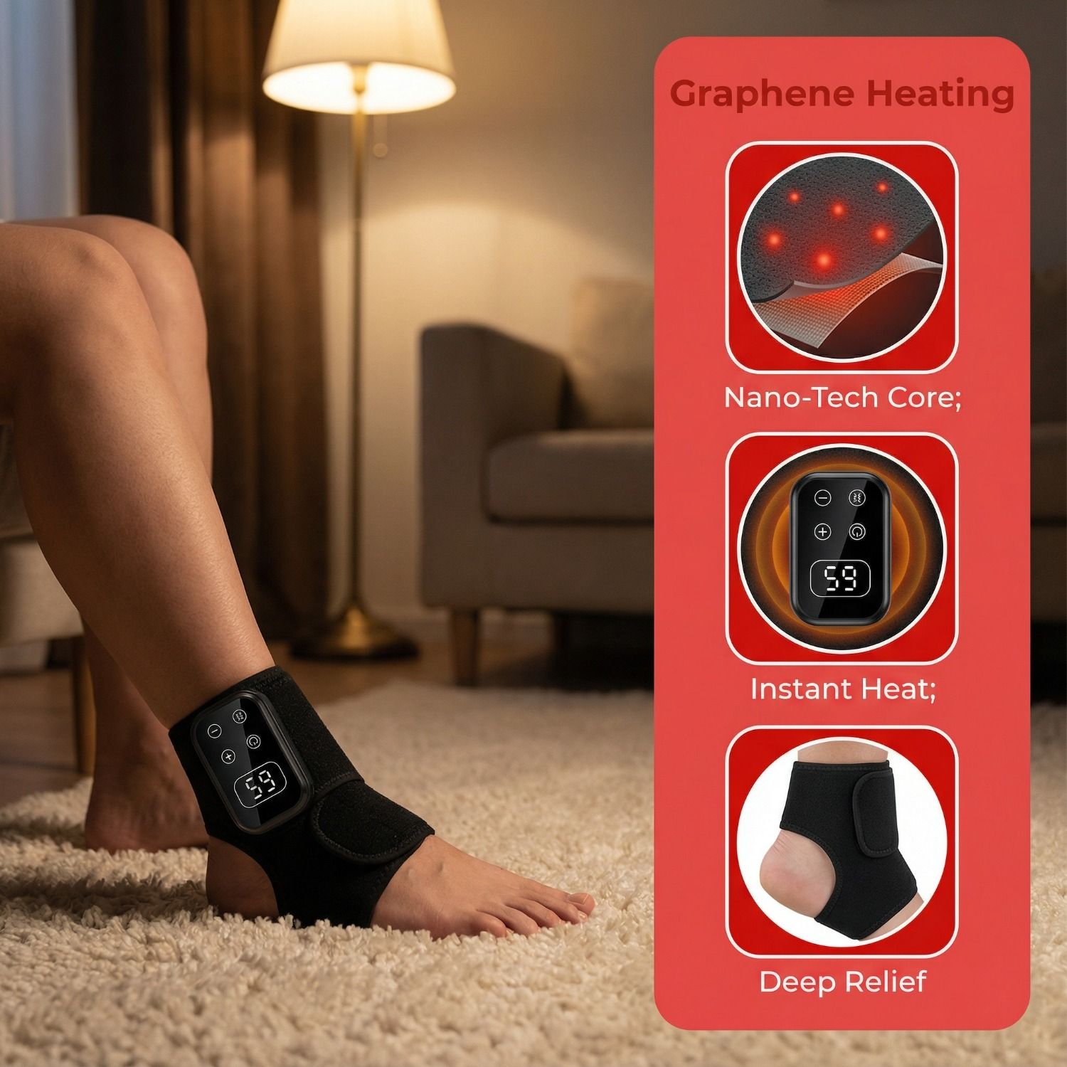 Foot Advanced Renew Triple Method Massager, with 5 Vibration Modes and 6 Heat Levels, Suitable for Reducing Fatigue and Plantar Fasciitis,  USB Charging Cordless Design Foot Massage, Travel & Home Use