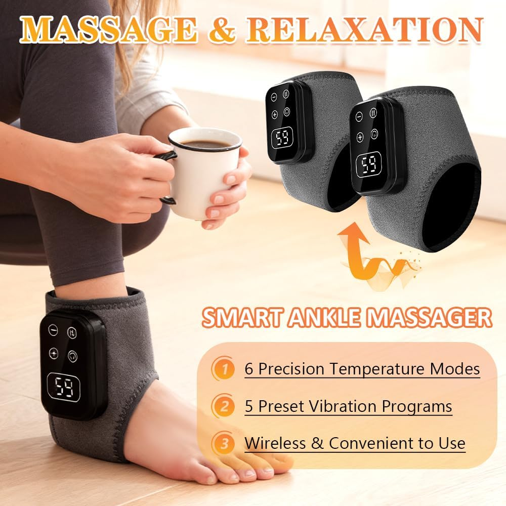 Foot Advanced Renew Triple Method Massager, with 5 Vibration Modes and 6 Heat Levels, Suitable for Reducing Fatigue and Plantar Fasciitis,  USB Charging Cordless Design Foot Massage, Travel & Home Use