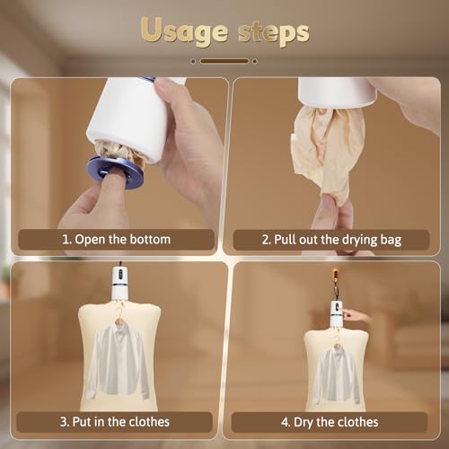 Portable Clothes Dryer, Quick Drying Mini Laundry Dryers for Clothes with Drying Bag, 110v Small Compact  Foldable Electric Dryer Machine for Travel, RV, Apartment