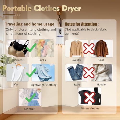 Portable Clothes Dryer, Quick Drying Mini Laundry Dryers for Clothes with Drying Bag, 110v Small Compact  Foldable Electric Dryer Machine for Travel, RV, Apartment