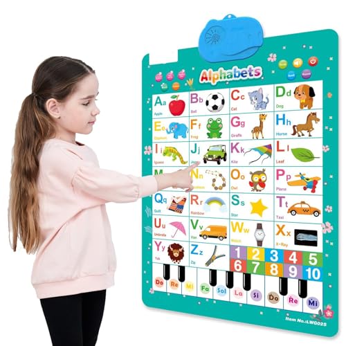 Electronic Interactive Alphabet Wall Chart Talking Early Educational Toy Great Gift for Toddlers Children Educational Learning Toy for Toddler Kids Gifts Alphabet Poster