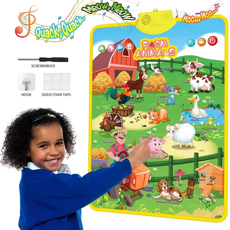 Electronic Interactive Alphabet Wall Chart Talking Early Educational Toy Great Gift for Toddlers Children Educational Learning Toy for Toddler Kids Gifts Alphabet Poster