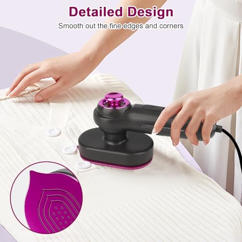 Ultra-Light 2-in-1 Mini Steam Iron, Portable Travel Steam Iron with 60ml Large Tank, 90° Rotatable Handle & Precision Tip for Collars, Handheld Clothes Steamer for Home, Office, Dorm
