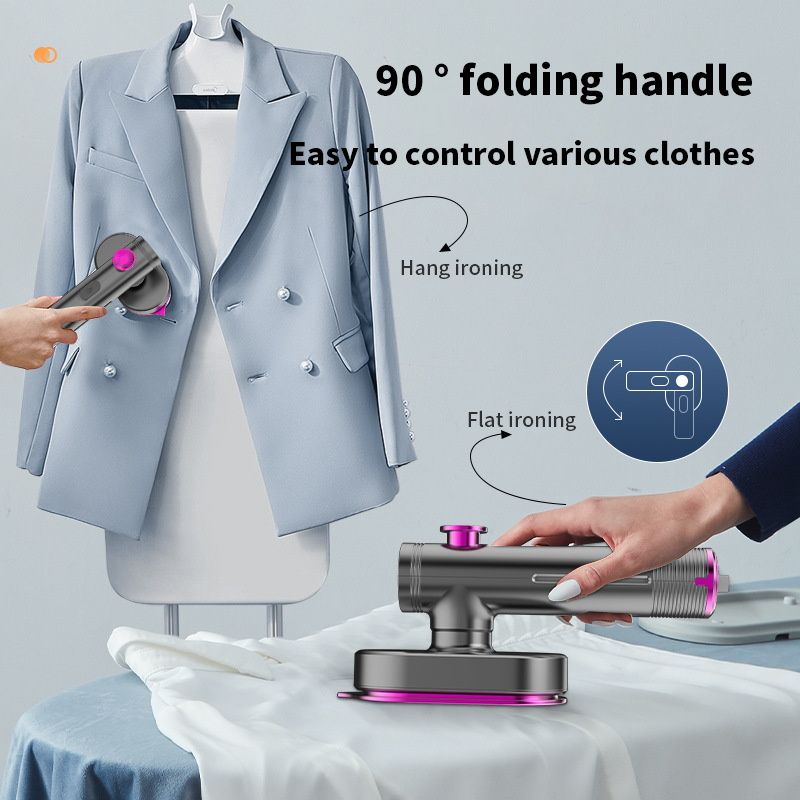 Ultra-Light 2-in-1 Mini Steam Iron, Portable Travel Steam Iron with 60ml Large Tank, 90° Rotatable Handle & Precision Tip for Collars, Handheld Clothes Steamer for Home, Office, Dorm
