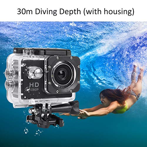 New 1080P high-definition sports camera, outdoor cycling, diving, waterproof and anti shake camera, Significant Gift Record Memory , 1080P 30fps 12MP 30M Sports Camera 2 Inch with Accessories