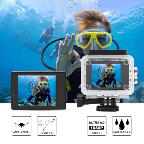 New 1080P high-definition sports camera, outdoor cycling, diving, waterproof and anti shake camera, Significant Gift Record Memory , 1080P 30fps 12MP 30M Sports Camera 2 Inch with Accessories