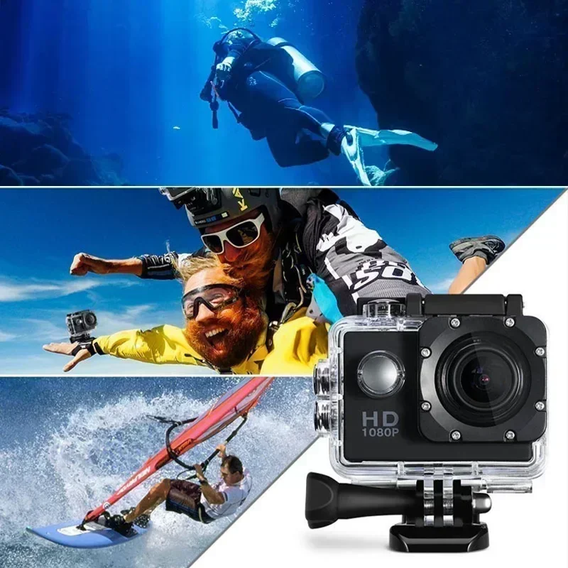 New 1080P high-definition sports camera, outdoor cycling, diving, waterproof and anti shake camera, Significant Gift Record Memory , 1080P 30fps 12MP 30M Sports Camera 2 Inch with Accessories