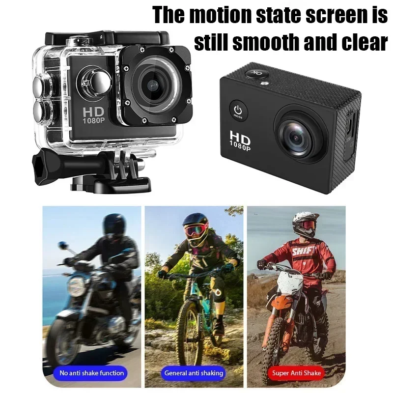 New 1080P high-definition sports camera, outdoor cycling, diving, waterproof and anti shake camera, Significant Gift Record Memory , 1080P 30fps 12MP 30M Sports Camera 2 Inch with Accessories