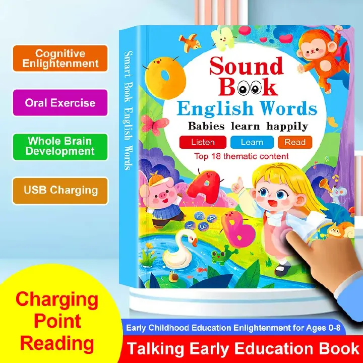 Interactive Reading Book for Toddler Speech Development, Books with Sound, Electronic Educational Game with Sensory Learning Functions, Musical Story Toy for Boys Girls Early Childhood Education