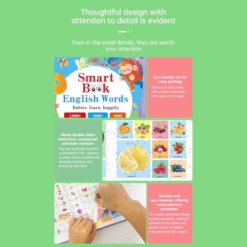 Interactive Reading Book for Toddler Speech Development, Books with Sound, Electronic Educational Game with Sensory Learning Functions, Musical Story Toy for Boys Girls Early Childhood Education