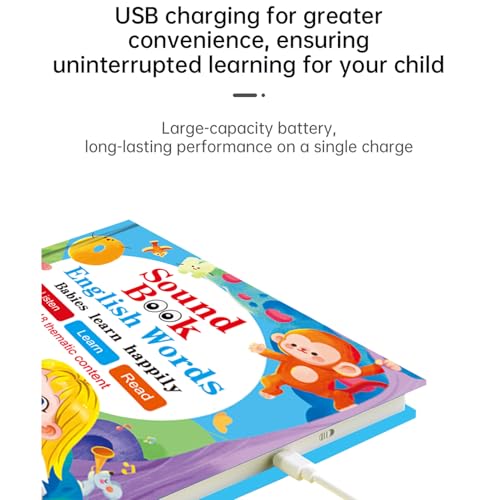 Interactive Reading Book for Toddler Speech Development, Books with Sound, Electronic Educational Game with Sensory Learning Functions, Musical Story Toy for Boys Girls Early Childhood Education