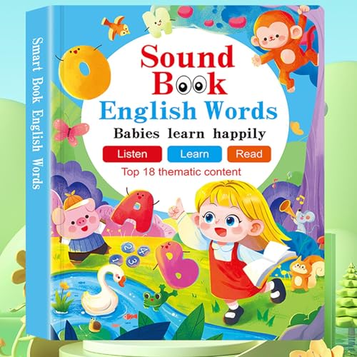 Interactive Reading Book for Toddler Speech Development, Books with Sound, Electronic Educational Game with Sensory Learning Functions, Musical Story Toy for Boys Girls Early Childhood Education