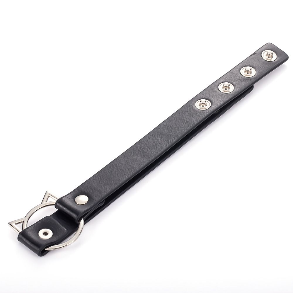 Individual and Exaggerated Cat-shaped Hollow Black Leather Collar, adjustable collar and neck ornament in punk rivet style，special  hip - hop style necklace