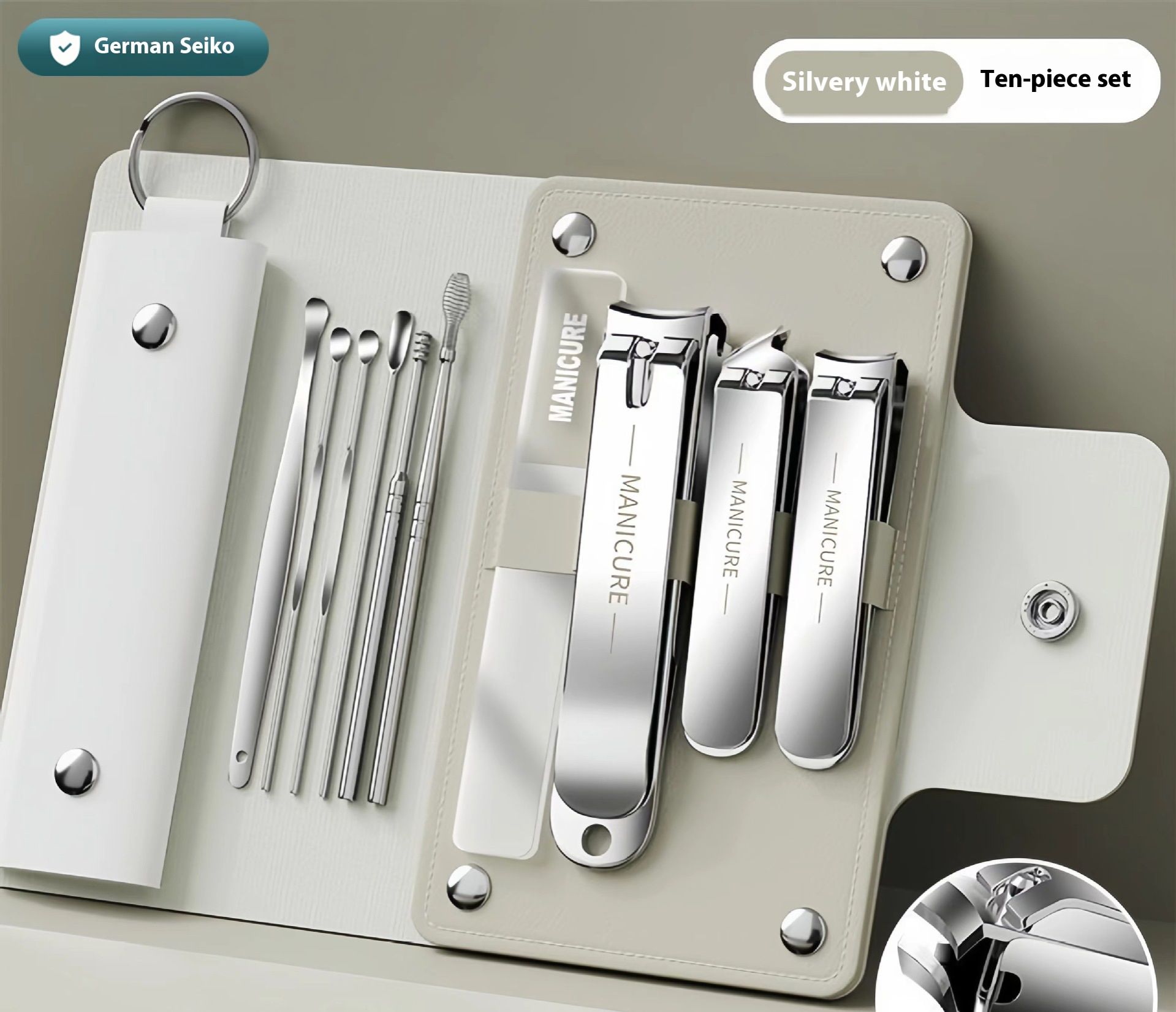 10-Piece Professional Stainless Steel Manicure Kit - Salon-Grade Nail Clippers & Cuticle Tools Set with Rustproof Design for Home/Spa/Boutique Use