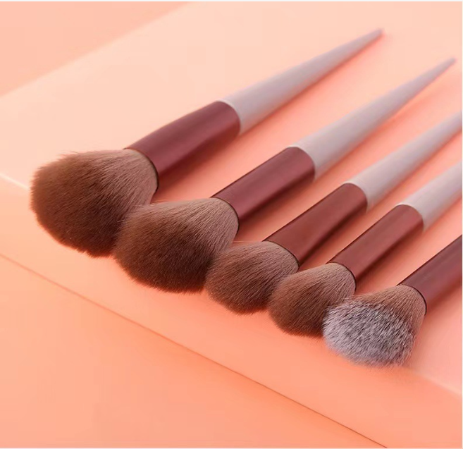 13-Piece Premium Vegan Bristles Makeup Brush Set - Professional Kabuki/Blush/Highlighter/Brow Brushes for Full Face Makeup (Ergonomic Cruelty-Free Travel Kit)
