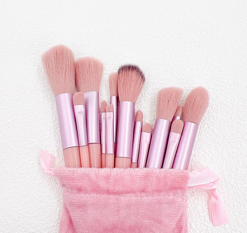 13-Piece Premium Vegan Bristles Makeup Brush Set - Professional Kabuki/Blush/Highlighter/Brow Brushes for Full Face Makeup (Ergonomic Cruelty-Free Travel Kit)