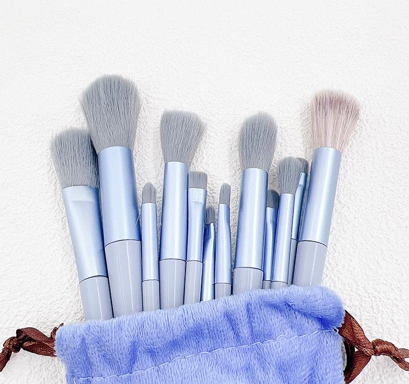 13-Piece Premium Vegan Bristles Makeup Brush Set - Professional Kabuki/Blush/Highlighter/Brow Brushes for Full Face Makeup (Ergonomic Cruelty-Free Travel Kit)