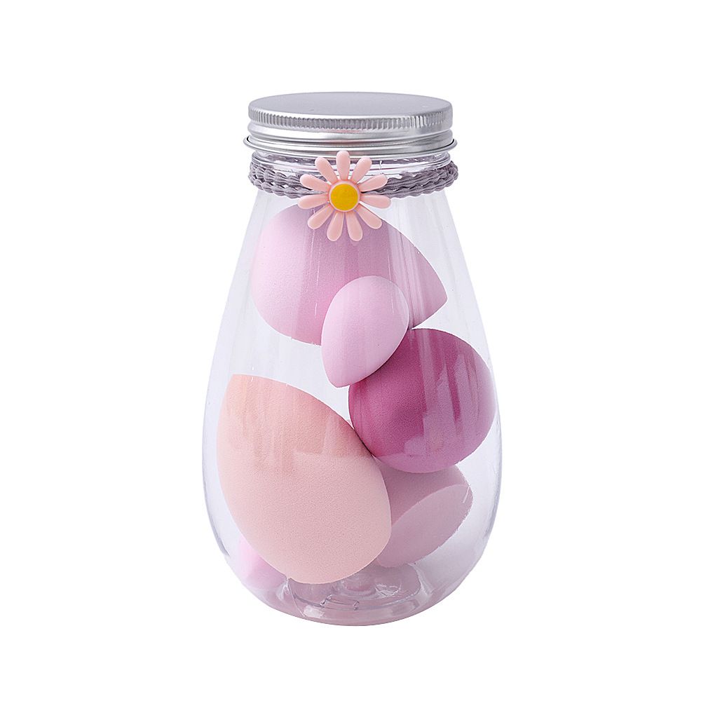 6piece Ocean-Inspired Message Bottle Makeup Sponge Set - Waterproof Reusable Container with 3D Gourd/Teardrop Beauty Blenders for Travel & Gift