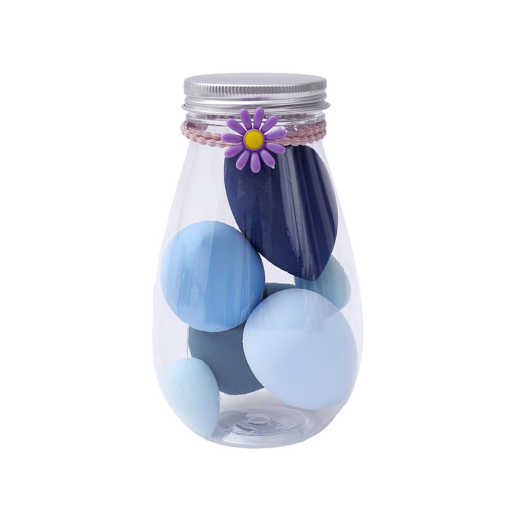 6piece Ocean-Inspired Message Bottle Makeup Sponge Set - Waterproof Reusable Container with 3D Gourd/Teardrop Beauty Blenders for Travel & Gift