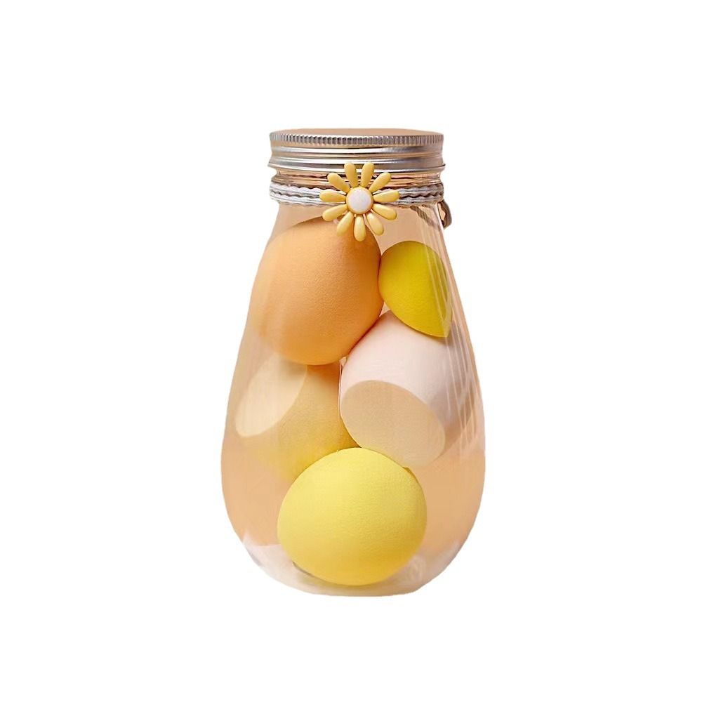 6piece Ocean-Inspired Message Bottle Makeup Sponge Set - Waterproof Reusable Container with 3D Gourd/Teardrop Beauty Blenders for Travel & Gift
