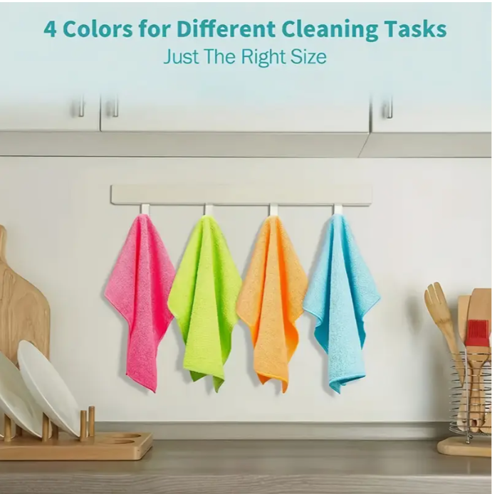 5 Pack Antimicrobial Reusable Cleaning Pads - Heavy-Duty Washable Kitchen Scrub Cloths for Sink, Stove & Multi-Surface Cleaning, Eco-Friendly Dishwashing Cloth Set (Durable Square Design)