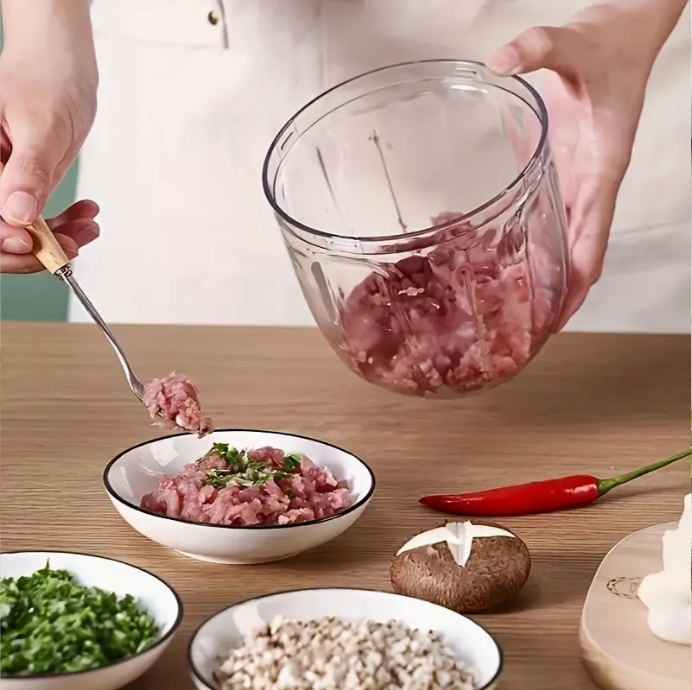 Manual Food Chopper & Meat Grinder - Multi-Functional Hand-Powered Vegetable Slicer, Nut Crusher, Garlic Press with Cheese Grater for Kitchen, Restaurant & Home Use (Heavy-Duty, Compact Design)