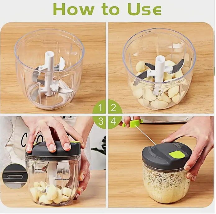 Manual Food Chopper & Meat Grinder - Multi-Functional Hand-Powered Vegetable Slicer, Nut Crusher, Garlic Press with Cheese Grater for Kitchen, Restaurant & Home Use (Heavy-Duty, Compact Design)
