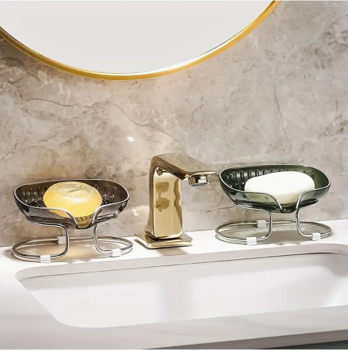 3-Pack Innovative Self-Draining Soap Dish - Durable Plastic Soap Tray Holder with Drainage Holes, Space-Saving Bathroom Organizer for Sink, Countertop & Shower (Stylish Home Décor Accessories)