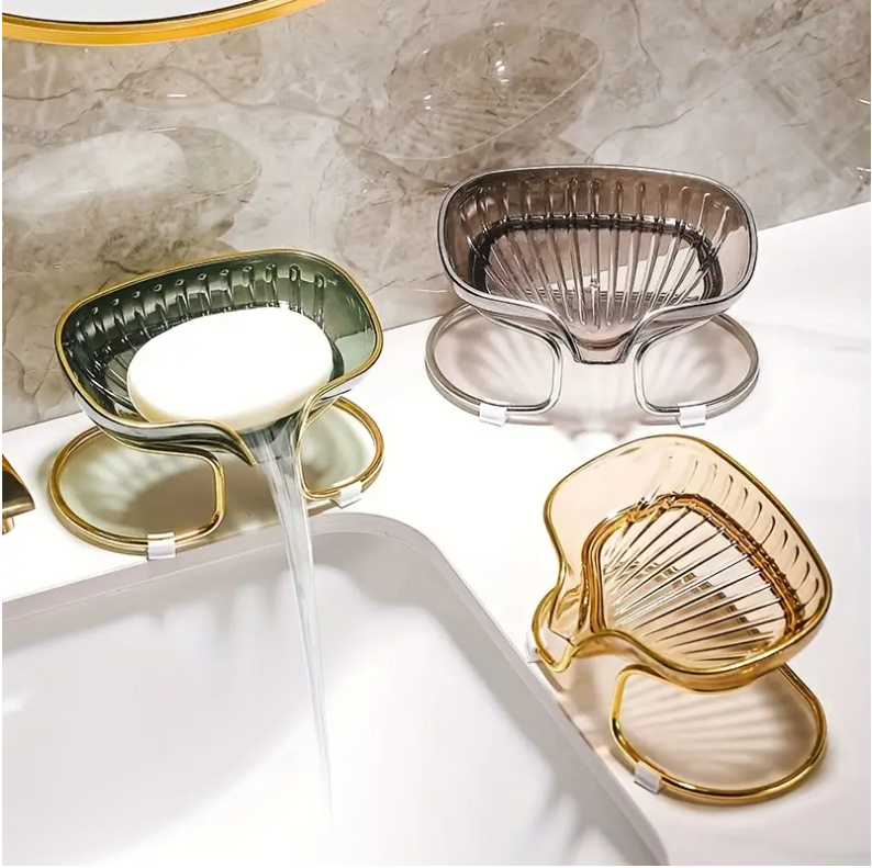 3-Pack Innovative Self-Draining Soap Dish - Durable Plastic Soap Tray Holder with Drainage Holes, Space-Saving Bathroom Organizer for Sink, Countertop & Shower (Stylish Home Décor Accessories)