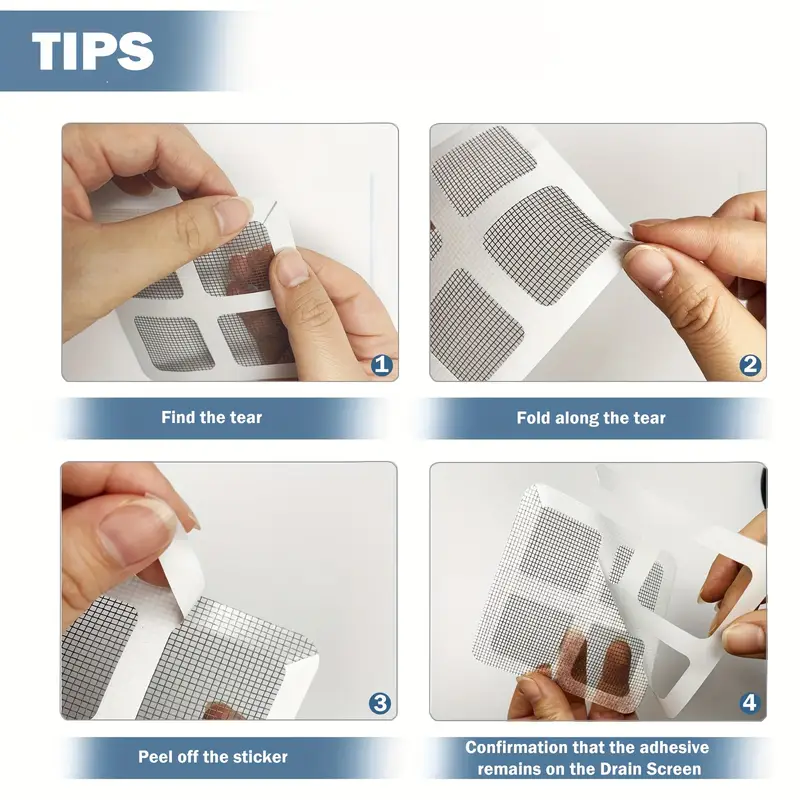 10pcs Disposable Shower Drain Hair Catcher Stickers - Easy-to-Use Plastic Mesh Filter Covers For Bathroom & Bathtub, Efficient Hair & Debris Blocker For Sink And Floor Drains
