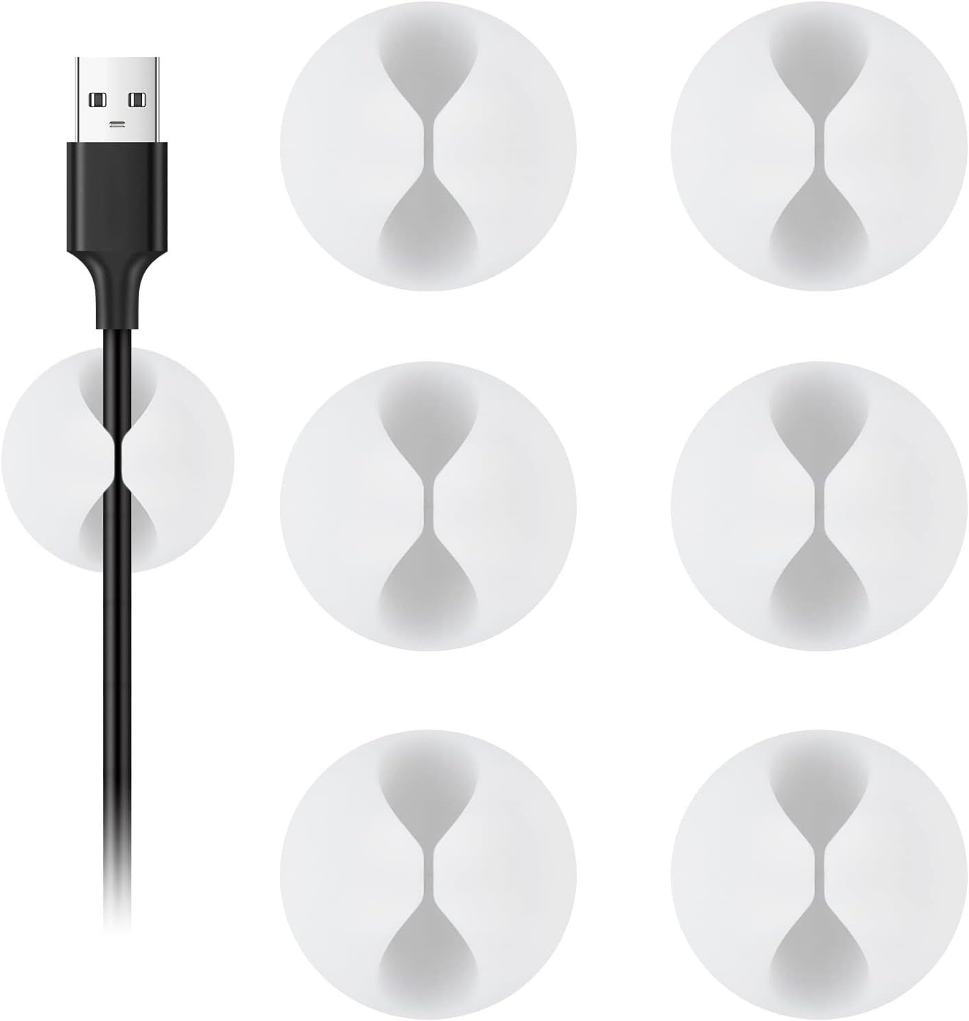 6/10 pcs Acrylic Cable Clip, Adhesive Charger Cord Holder - Wire Organizer for Desk, Wall, Car, Nightstand and Office Cable Management, Black White
