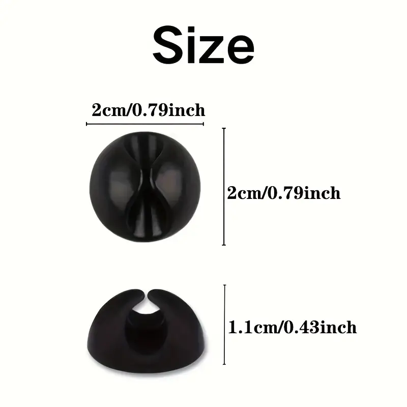 6/10 pcs Acrylic Cable Clip, Adhesive Charger Cord Holder - Wire Organizer for Desk, Wall, Car, Nightstand and Office Cable Management, Black White