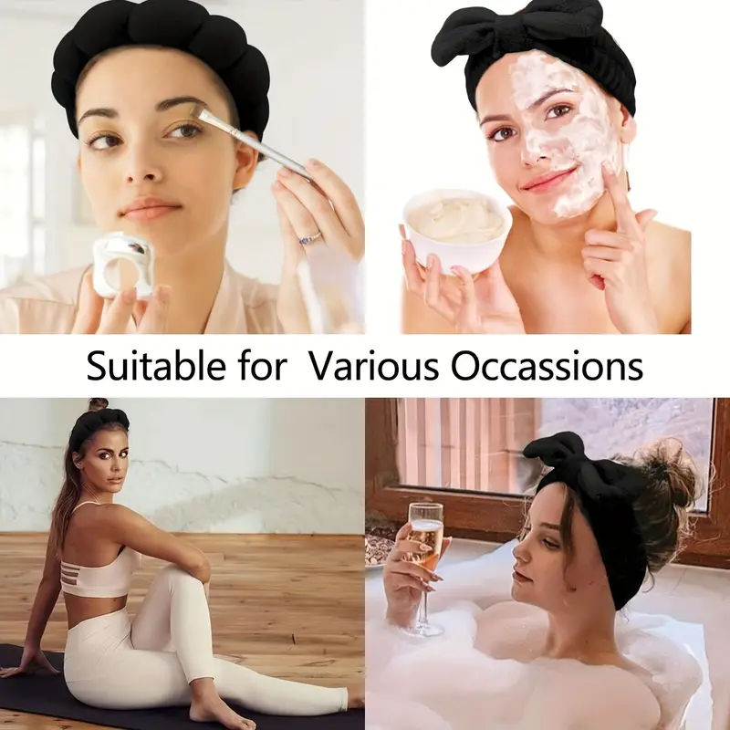 2/3/5pcs Set Spa Headband Wristband Set with Hair Claw Clips Skincare Headbands for Washing Face Skin Care Puffy Makeup Headband Wrist Bands Preppy Teen Girl Gifts Cute Trendy Stuff Hair Accessories