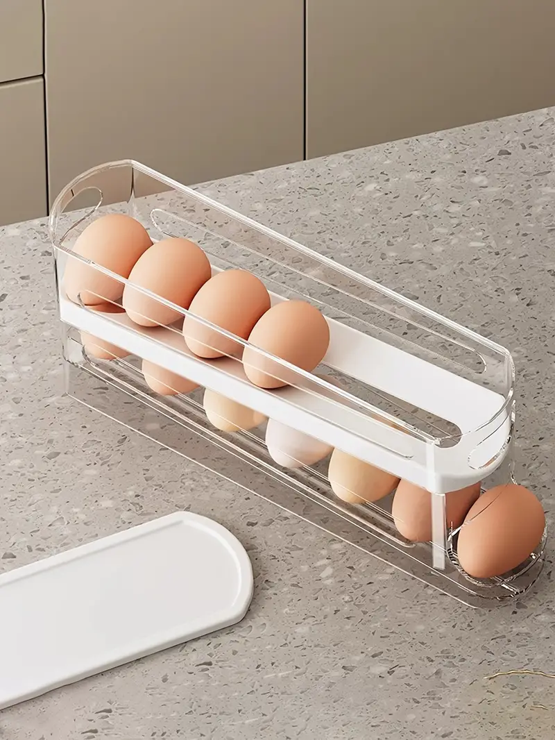【Black Friday Exclusive Bottom Price】Automatic Double-Layer Sliding Egg Box - Flip-Top Freshness Preserver | Space-Saving Fridge Egg Organizer-(3 - 5 days delivery)