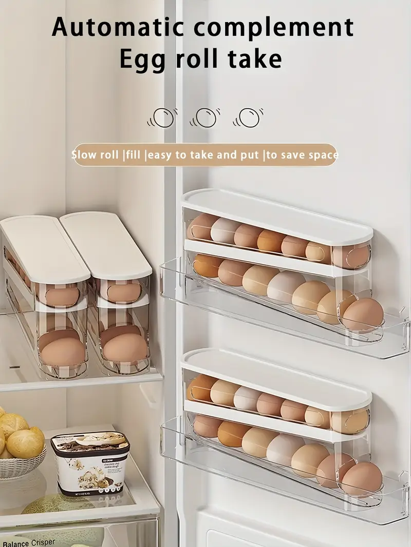 【Black Friday Exclusive Bottom Price】Automatic Double-Layer Sliding Egg Box - Flip-Top Freshness Preserver | Space-Saving Fridge Egg Organizer-(3 - 5 days delivery)