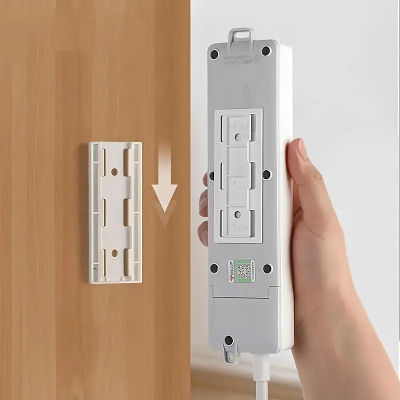 4-Pack Wall-Mounted Power Strip Holders - Space-Saving Durable Plastic Brackets, Damage-Free & Easy Installation, No Trace on Walls - for Home, Office, Kitchen, Bathroom